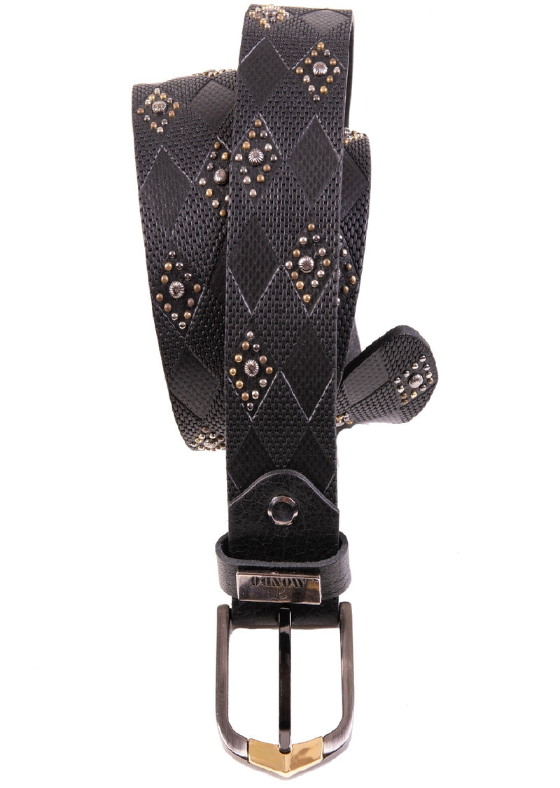 Black Diamond Embossed Studded Belt