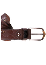 Brown Diamond Embossed Studded Belt