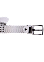 White Square Studded Perforated Belt