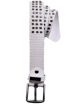 White Square Studded Perforated Belt