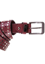 Burgundy Studded Perforated Belt