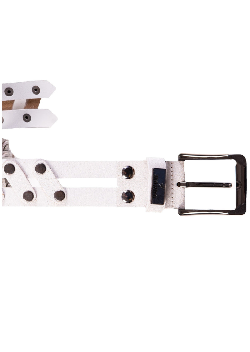 White Connector Studded Belt