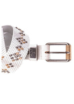 White Studded Perforated Leather Belt