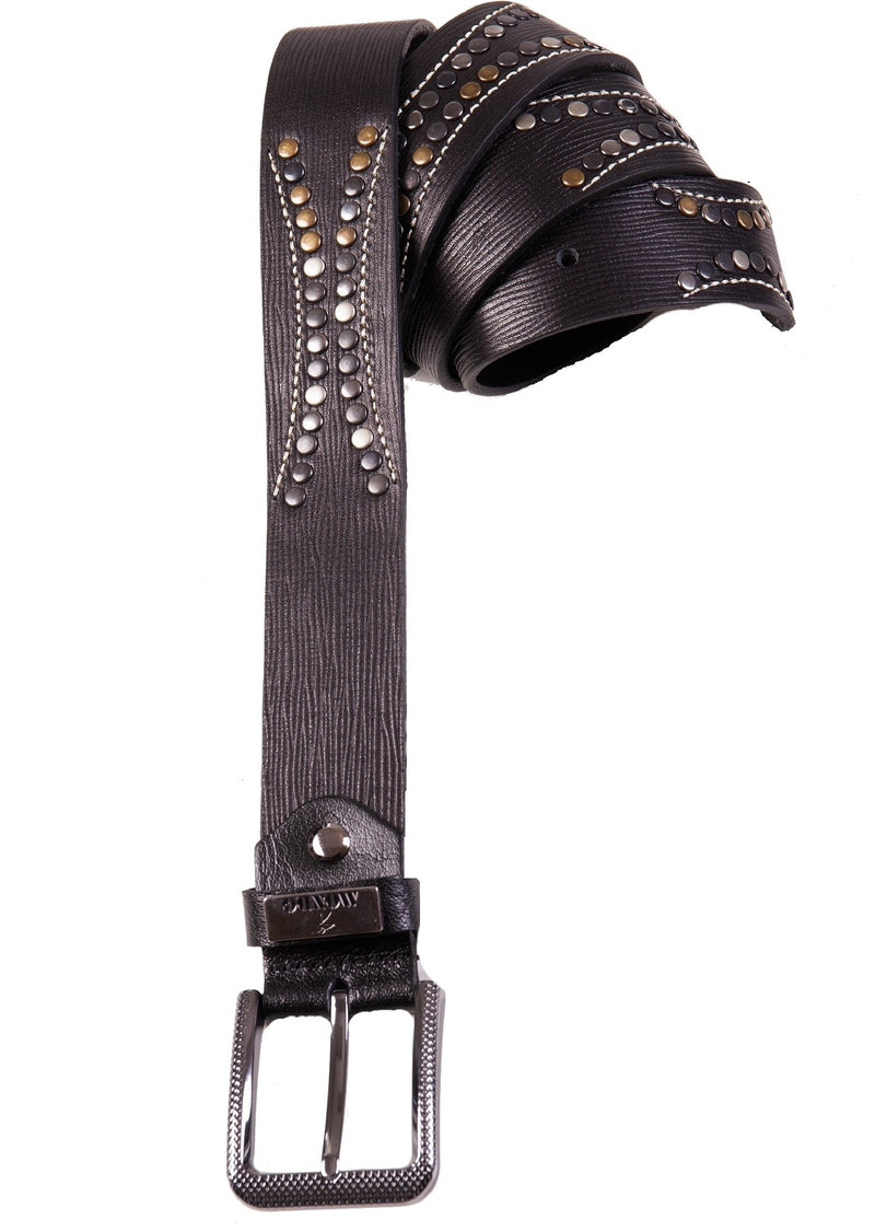 Wide studded leather belt