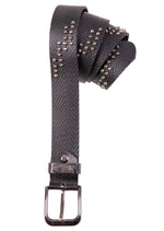 Black Studded Perforated Leather Belt