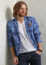 Blue Micro Floral Print Blazer