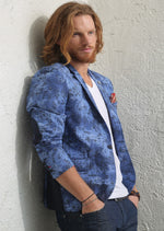 Blue Micro Floral Print Blazer