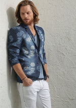 Blue Floral Lightweight Denim Blazer