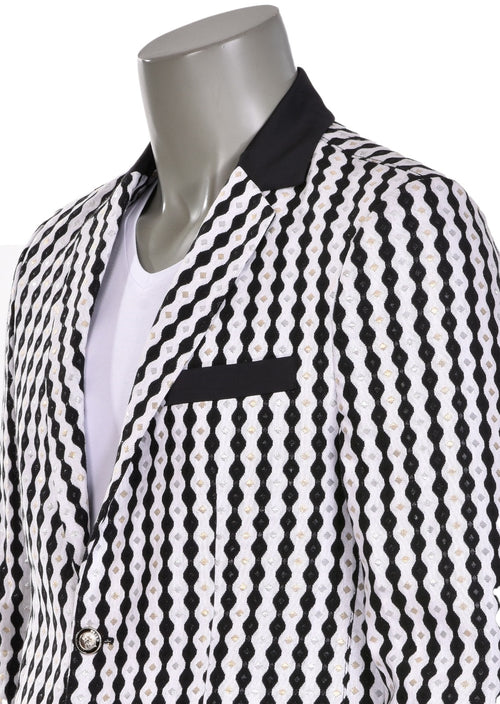 Black White Jacquard Blazer