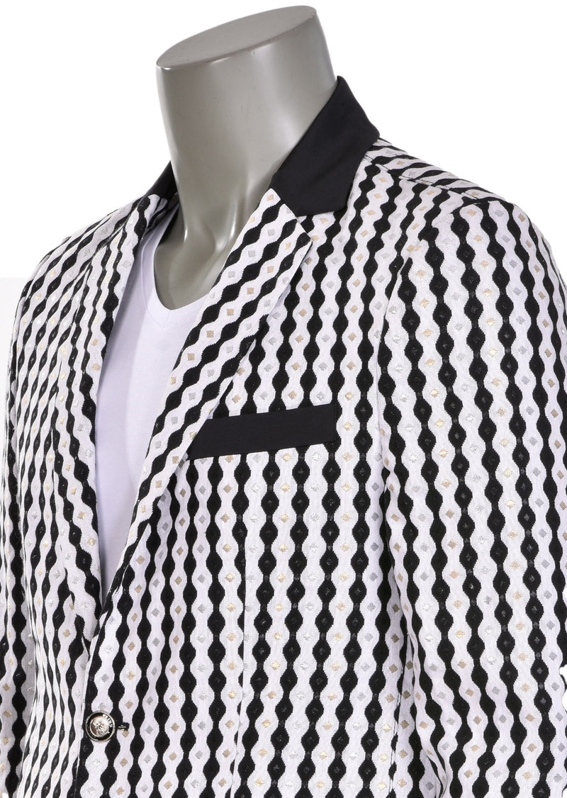 Black White Jacquard Blazer