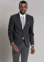 Black Zipper Quilted Blazer