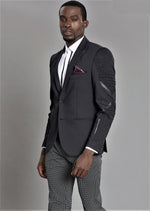Black Zipper Quilted Blazer