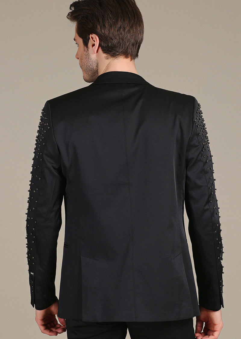 Black studded blazer deals