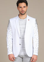 White "Vegas" Rounded Studded Blazer