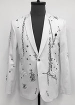 White Chain Embroidery Blazer