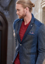 Blue Geometric Knit Blazer
