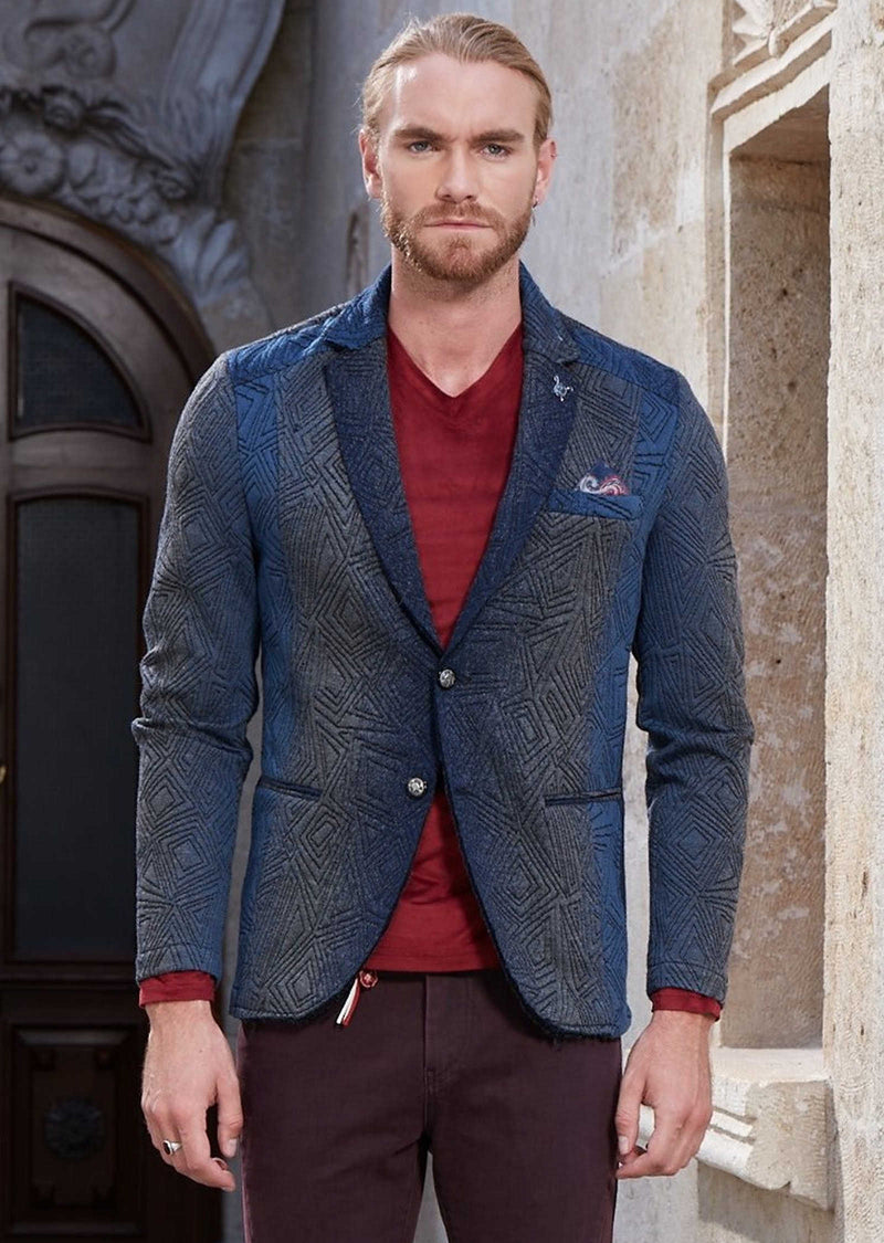 Blue Geometric Knit Blazer