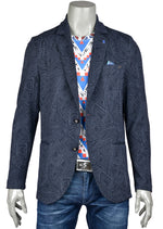 Navy Geometric Weaved Knit Blazer