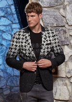 Black Degraded Houndstooth Blazer
