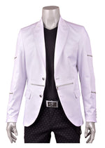 White Silver Zipper Blazer