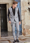 Black Gray Slim-Fit Star Jacquard 2-Pieces Suit
