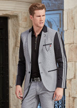 Black Gray Slim-Fit Star Jacquard 2-Pieces Suit