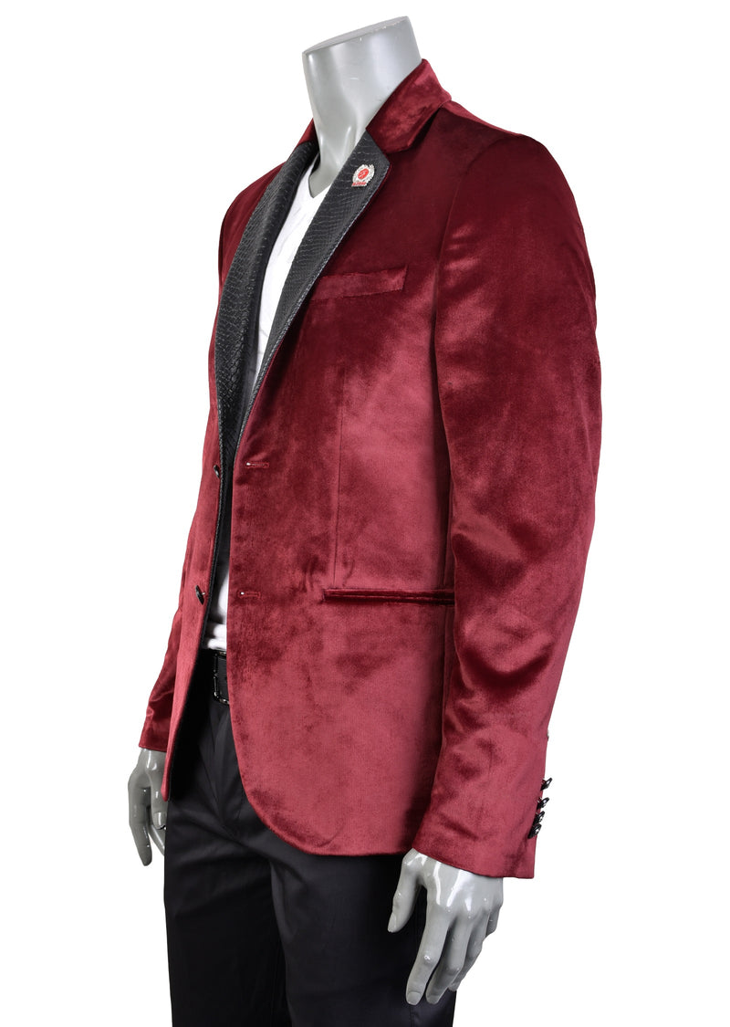 Burgundy Velvet Snake Pattern Blazer XL / Burgundy / Velvet Burgundy Velvet Snake Pattern Blazer XL / Burgundy / Velvet
