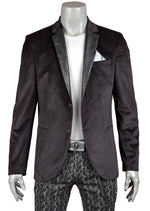 Brown Velvet Pattern Leather Blazer