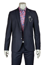 Navy Slim-Fit Jetsetter Jacquard 2-Pieces Suit