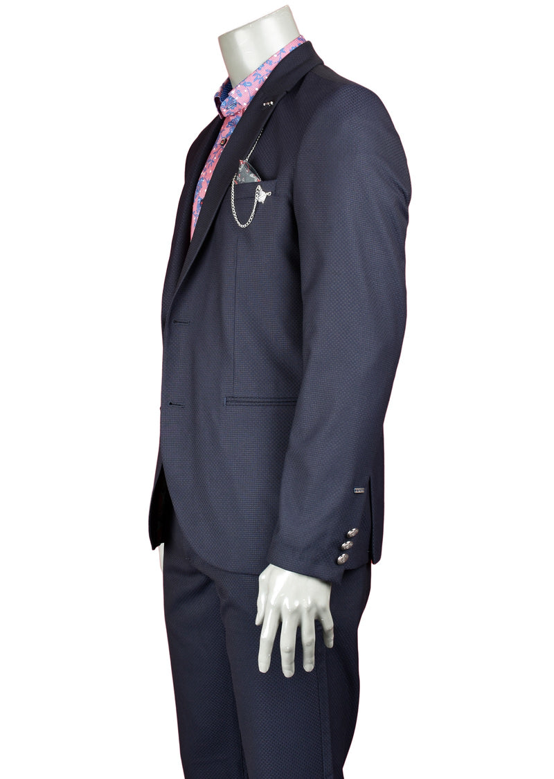 Navy Slim-Fit Jetsetter Jacquard 2-Pieces Suit