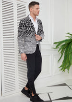 Black White Degraded Jacquard Blazer