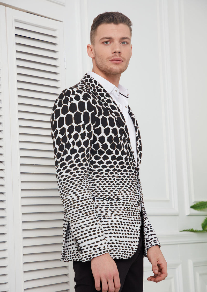 Black White Degraded Jacquard Blazer