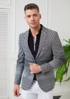 Black "Greco" Pattern Jacquard Blazer