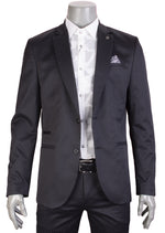 Black Slim-Fit Jacquard 2-Pieces Suit