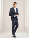 Navy Slim-Fit Jacquard Blazer