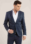 Navy Slim-Fit Jacquard Blazer