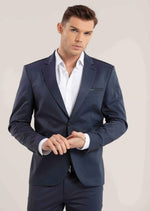 Navy Slim-Fit Jacquard Blazer