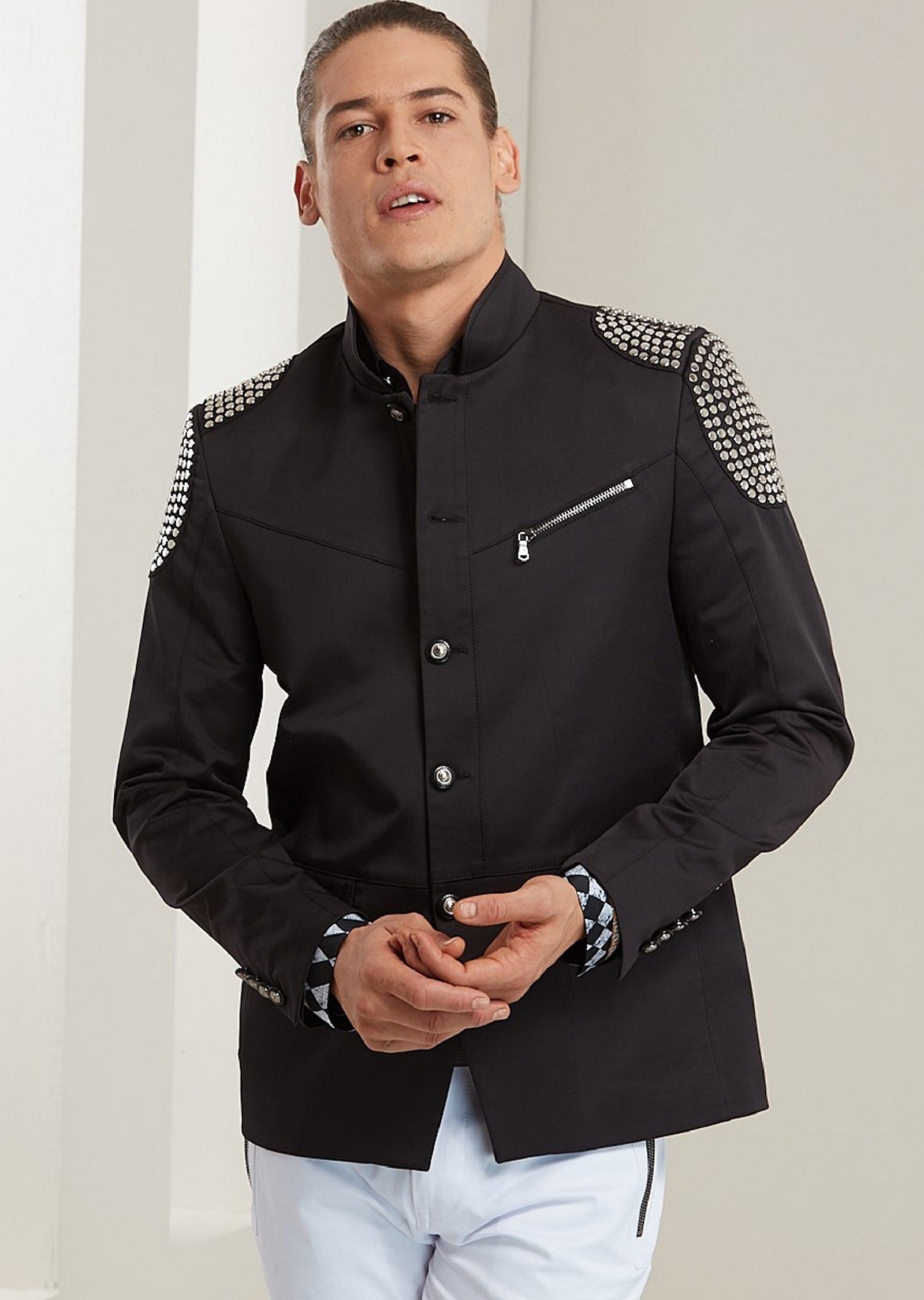 Black Harness Buckle Studded Blazer – MONDO Menswear