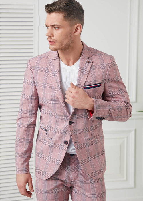 Pink Plaid Tech 2-Pcs Suit