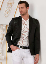 Black Laser Baroque Studded Blazer