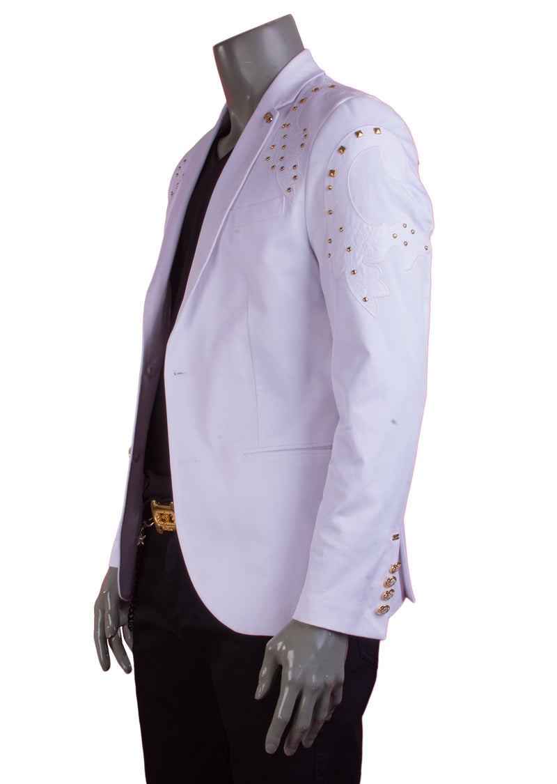 White Gold Studded Motif Blazer