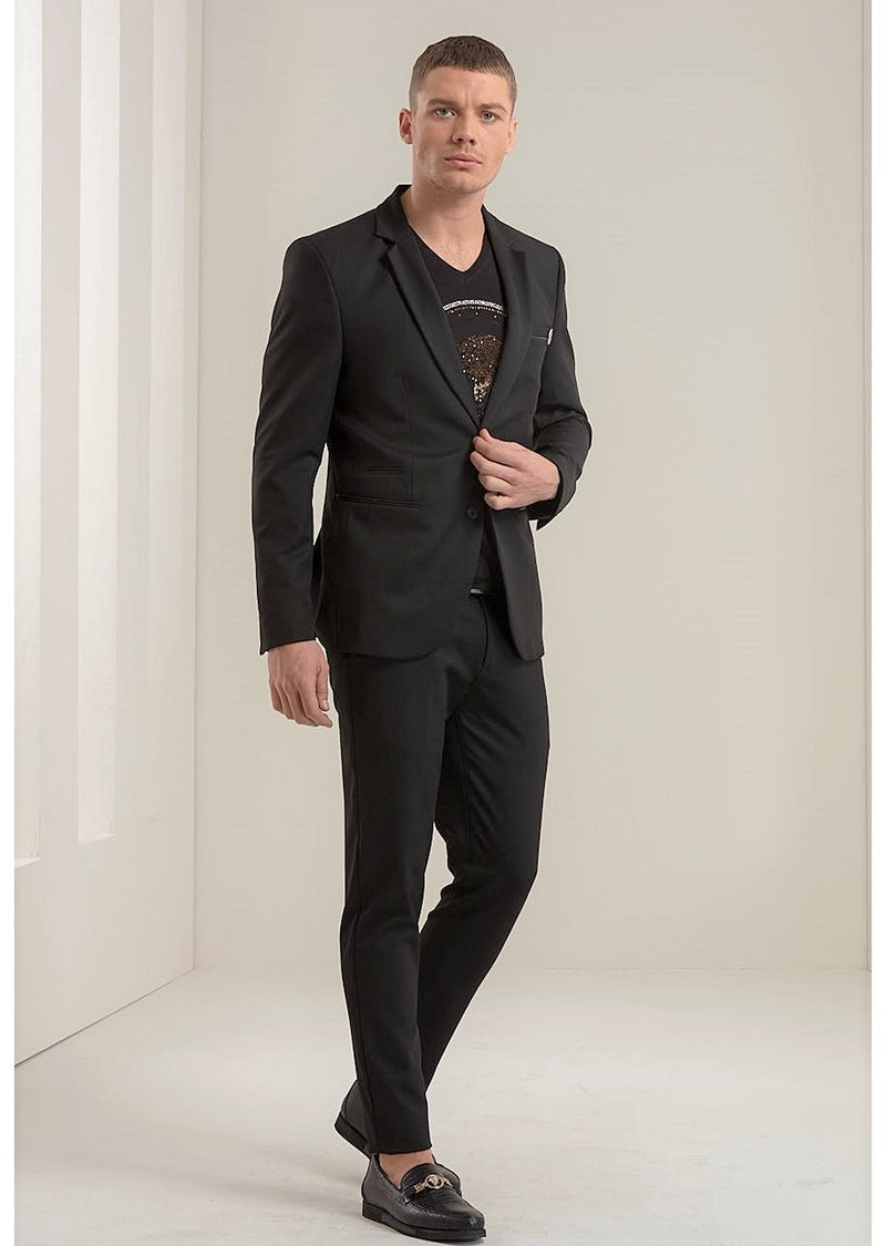 Black Slim-Fit Performance  2-Pieces Suit