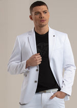 White Loop Detailed Zipper Blazer