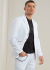 White Loop Detailed Zipper Blazer