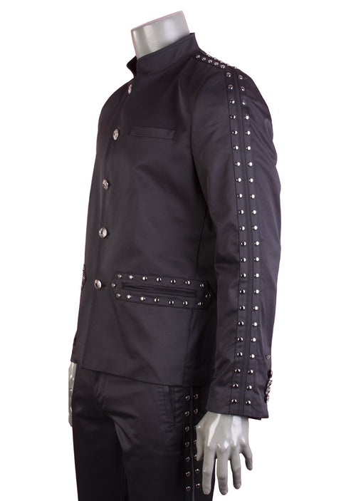 Black Stripe Stud Embellished Jacket