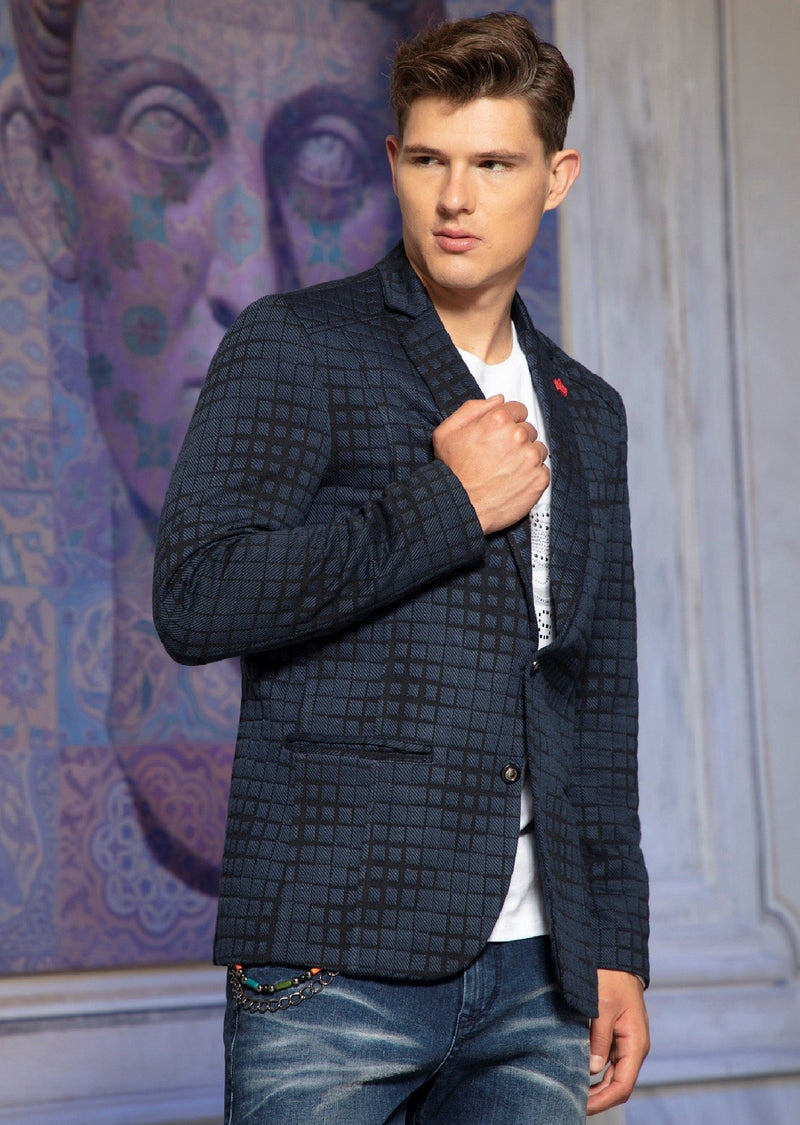 Navy Luigi Square Knit Blazer