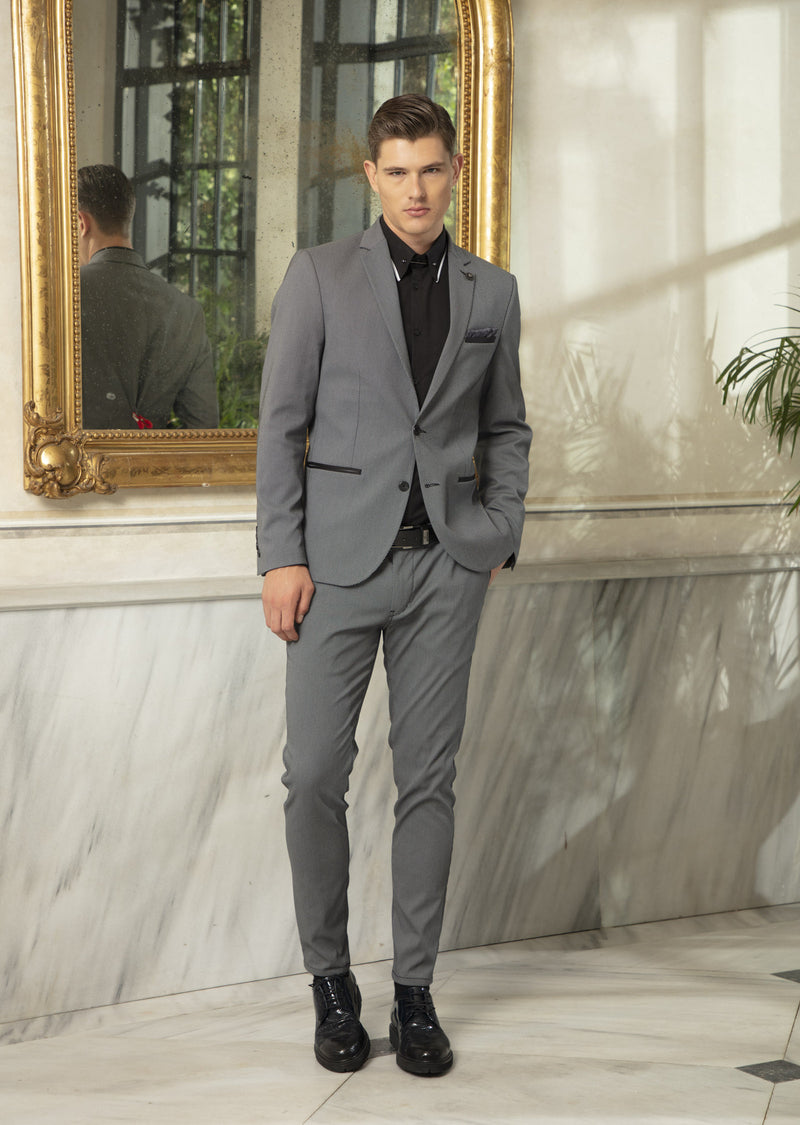 Gray Tonal Stretch Blazer