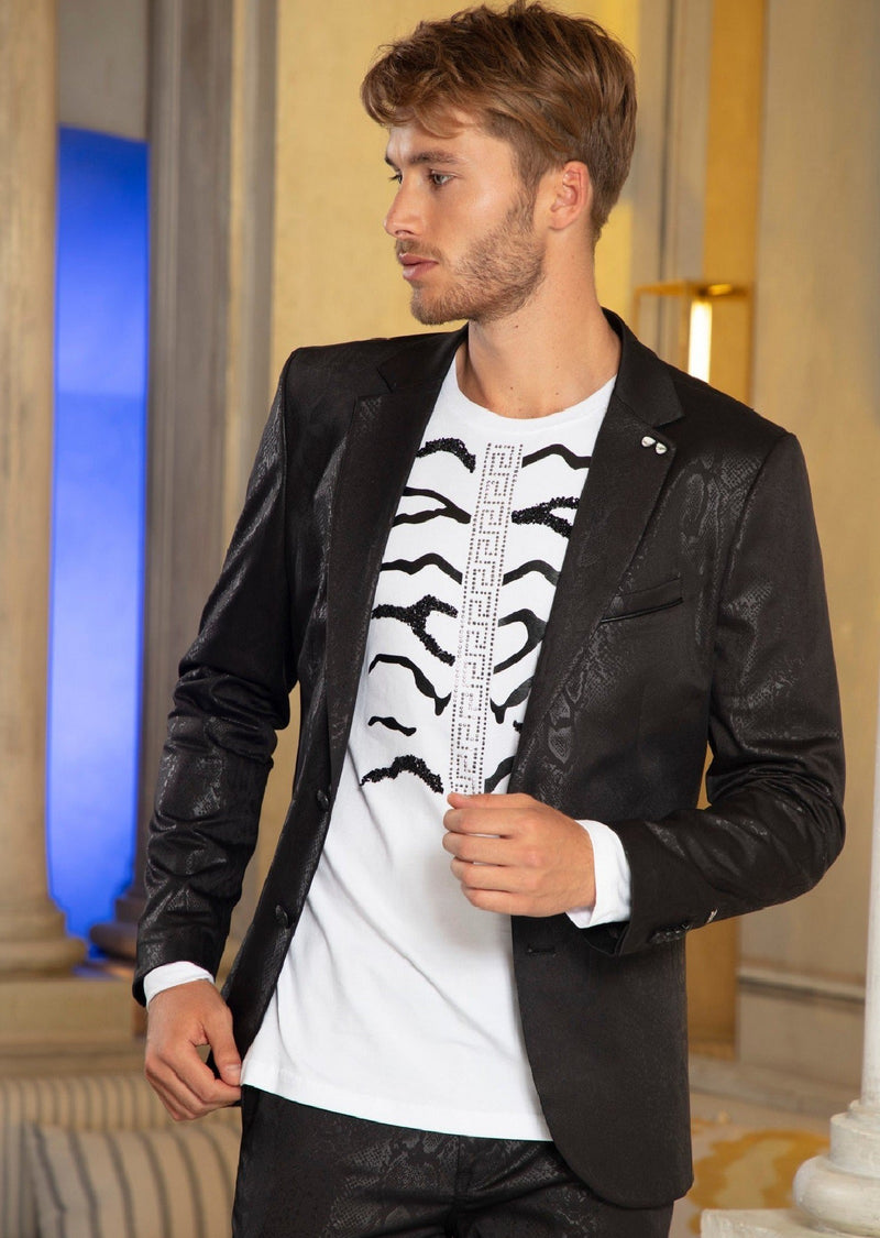 Black Alligator Print Tech Blazer MONDO Menswear