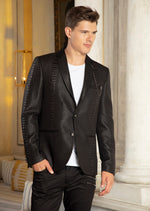 Black Jacquard Alligator Print Blazer