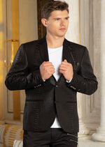 Black Jacquard Alligator Print Blazer